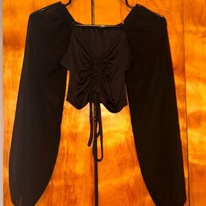 Elegant Black Ruched Women's Top